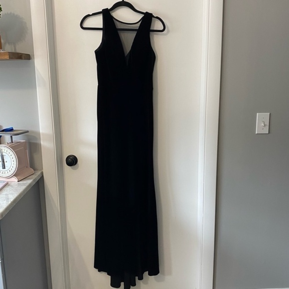 NW Nightway Black Velour Sleeveless Long Dress 4